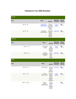 2006 Champions Tour Schedule