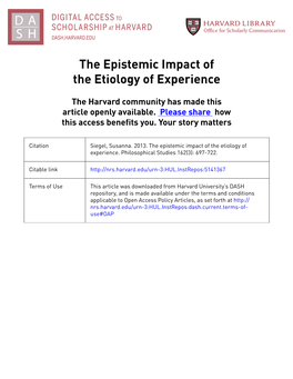 The Epistemic Impact of the Etiology of Experience