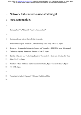 Network Hubs in Root-Associated Fungal Metacommunities