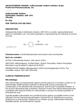 Sulfacetamide Sodium Ophthalmic Solution, USP 10% (Sterile) Rx Only for TOPICAL EYE USE ONLY