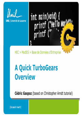 A Quick Turbogears Overview