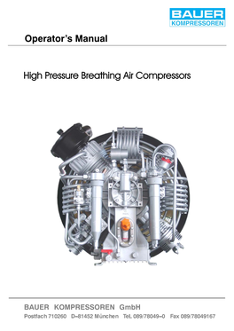 Operator's Manual High Pressure Breathing Air Compressors