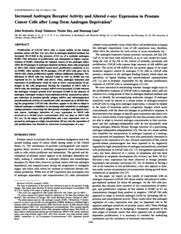 Increased Androgen Receptor Activity and Altered C-Myc Expression in Prostate Cancer Cells After Long-Term Androgen Deprivation1