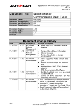 Document Title Specification of Communication Stack Types