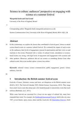 Audiences' Perspective on Engaging with Science at a Summer Festival