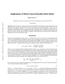 Implications of Mixed Axion-Neutralino Dark Matter