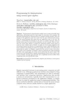 Programming by Demonstration Using Version Space Algebra