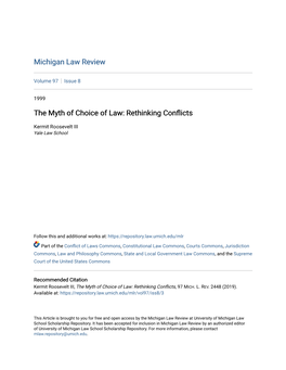 The Myth of Choice of Law: Rethinking Conflicts