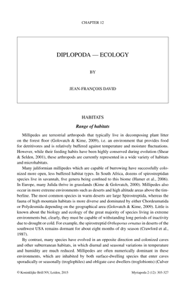 Diplopoda — Ecology