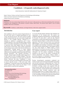 Case Report Candidiasis - a Frequently Underdiagnosed Entity