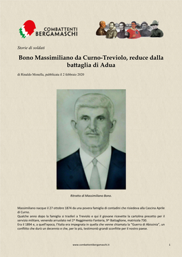 Bono Massimiliano Da Curno-Treviolo, Reduce Dalla Battaglia Di Adua Di Rinaldo Monella, Pubblicata Il 2 Febbraio 2020