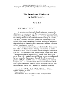 The Practice of Witchcraft in the Scriptures