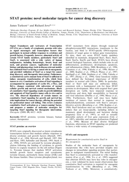 STAT Proteins: Novel Molecular Targets for Cancer Drug Discovery