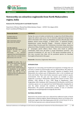 Noteworthy on Colourless Euglenoids from North Maharashtra Region, India