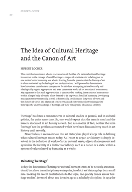 The Idea of Cultural Heritage and the Canon of Art