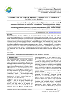 Standardization and Elemental Analysis of Galphimia Glauca Leaf and Stem Parts Employing Sem-Edax