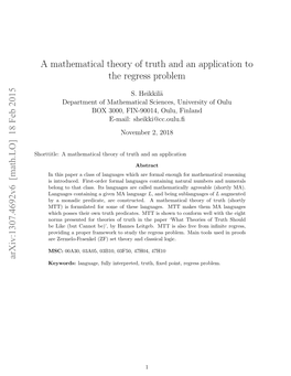 A Mathematical Theory of Truth and an Application to the Regress Problem