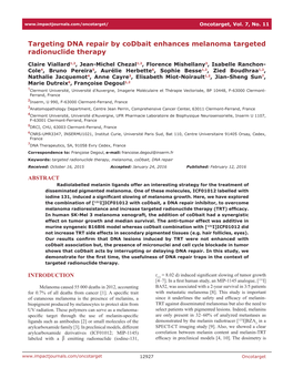 Targeting DNA Repair by Codbait Enhances Melanoma Targeted Radionuclide Therapy