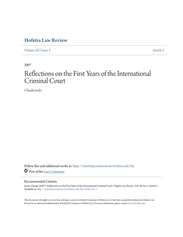 Reflections on the First Years of the International Criminal Court Claude Jorda