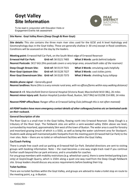 Goyt Valley Site Information