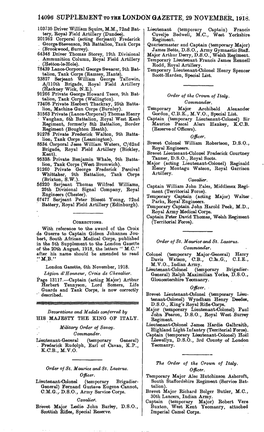 14096 Supplement to the London Gazette, 29 November, 1918