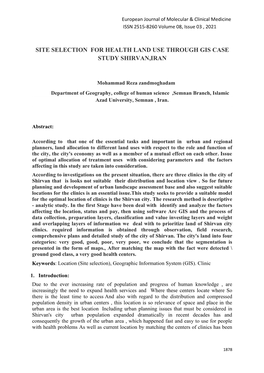 Site Selection for Health Land Use Through Gis Case Study Shirvan,Iran