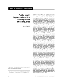 Public Health Impact and Medical Consequences of Earthquakes