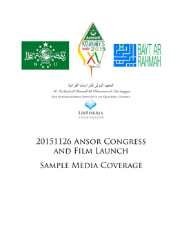 20151126 Ansor Congress and Film Launch Sample Media Coverage