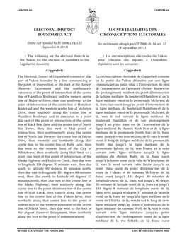 Electoral District Boundaries Act Loi Sur Les Limites Des Circonscriptions Électorales