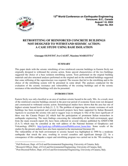 Retrofitting of Reinforced Concrete Buildings Not Designed to Withstand Seismic Action: a Case Study Using Base Isolation