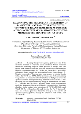 Evaluating the Molecular Interaction of Sambucus