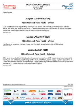 IAAF DIAMOND LEAGUE English GARDNER (USA) Marisa