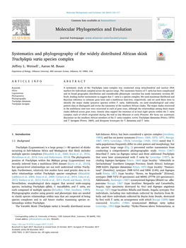 Systematics and Phylogeography of the Widely Distributed African Skink T Trachylepis Varia Species Complex ⁎ Jeﬀrey L