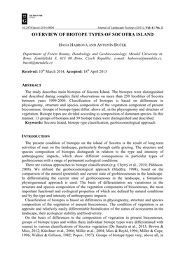 Overview of Biotope Types of Socotra Island