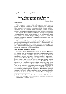 Anglo-Mohammedan and Anglo-Hindu Law 1