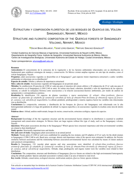 Estructura Y Composición Florística De Los Bosques De Quercus Del Volcán Sanganguey, Nayarit, México