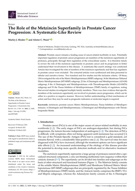 The Role of the Metzincin Superfamily in Prostate Cancer Progression: a Systematic-Like Review