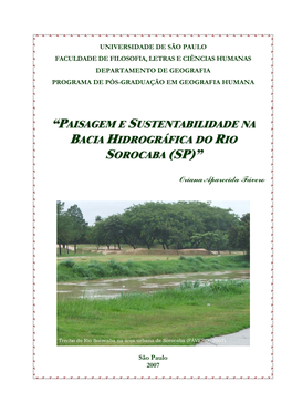 Paisagem E Sustentabilidade Na Bacia Hidrográfica Do Rio Sorocaba (Sp)”