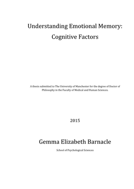 Understanding Emotional Memory: Cognitive Factors