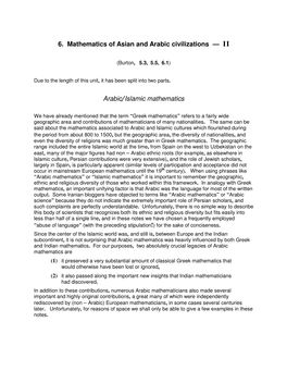 II Arabic/Islamic Mathematics