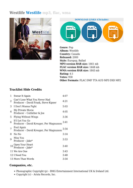 Westlife Westlife Mp3, Flac, Wma