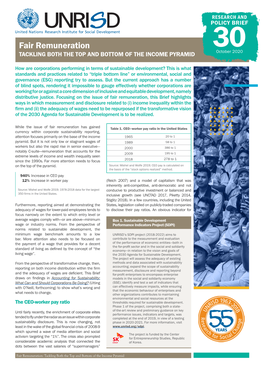 Fair Remuneration 30October 2020 TACKLING BOTH the TOP and BOTTOM of the INCOME PYRAMID