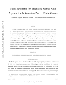 Nash Equilibria for Stochastic Games with Asymmetric Information