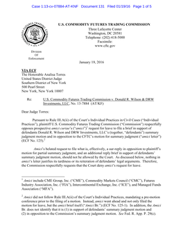 U.S. COMMODITY FUTURES TRADING COMMISSION Three Lafayette Center Washington, DC 20581 Telephone: (202) 418-5000 Facsimile