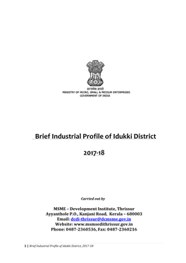 Brief Industrial Profile of Idukki District 2017-18
