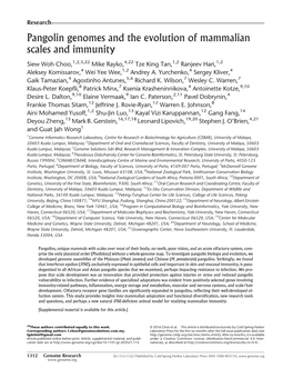 Pangolin Genomes and the Evolution of Mammalian Scales and Immunity