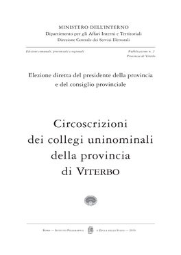 Circoscrizioni Dei Collegi Uninominali Della Provincia Di Viterbo