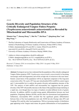 Genetic Diversity and Population Structure of the Critically