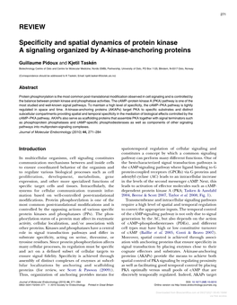 REVIEW Specificity and Spatial Dynamics of Protein Kinase A