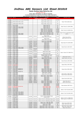 03 Nissan Infiniti Jinzhouabs Sensor 201810